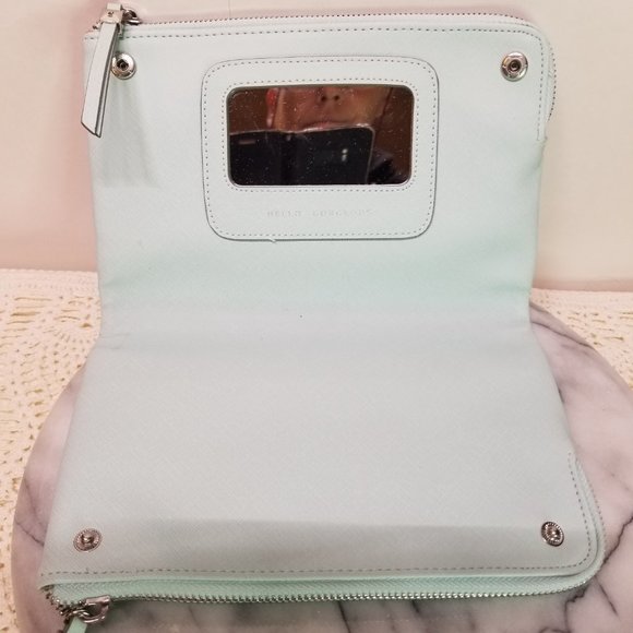 Stella and Dot MINT Clutch Wallet Laser Cut Out Double Hand Bag (9x6x1) - Picture 5 of 6